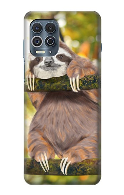 W3138 Cute Baby Sloth Paint Hard Case and Leather Flip Case For Motorola Edge S