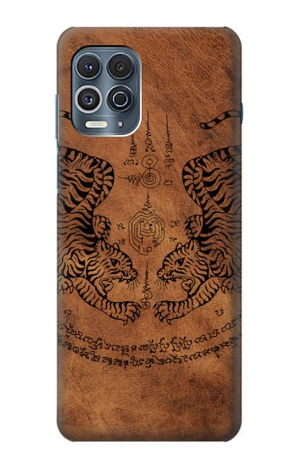 W3209 Sak Yant Twin Tiger Hard Case and Leather Flip Case For Motorola Edge S