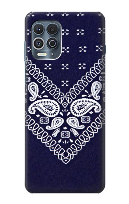 W3357 Navy Blue Bandana Pattern Hard Case and Leather Flip Case For Motorola Edge S