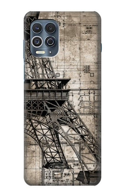 W3416 Eiffel Tower Blueprint Hard Case and Leather Flip Case For Motorola Edge S