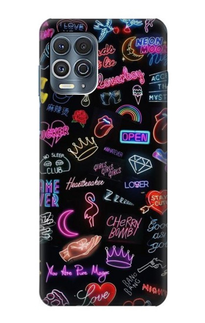 W3433 Vintage Neon Graphic Hard Case and Leather Flip Case For Motorola Edge S