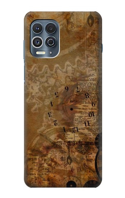 W3456 Vintage Paper Clock Steampunk Hard Case and Leather Flip Case For Motorola Edge S