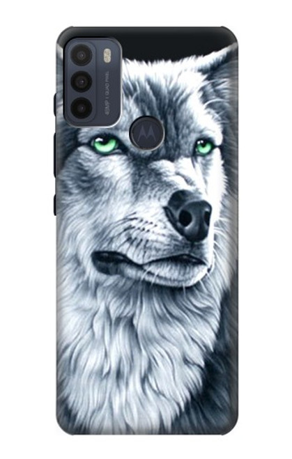 W0123 Grim White Wolf Hard Case and Leather Flip Case For Motorola Moto G50