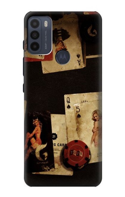 W1069 Old Vintage Sexy Poker Hard Case and Leather Flip Case For Motorola Moto G50