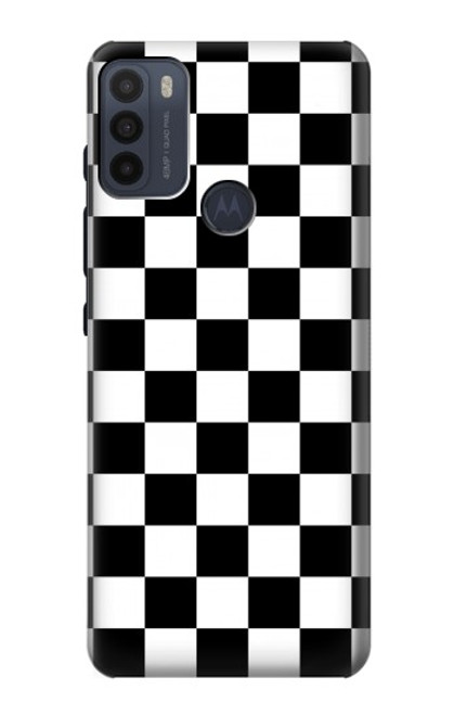 W1611 Black and White Check Chess Board Hard Case and Leather Flip Case For Motorola Moto G50