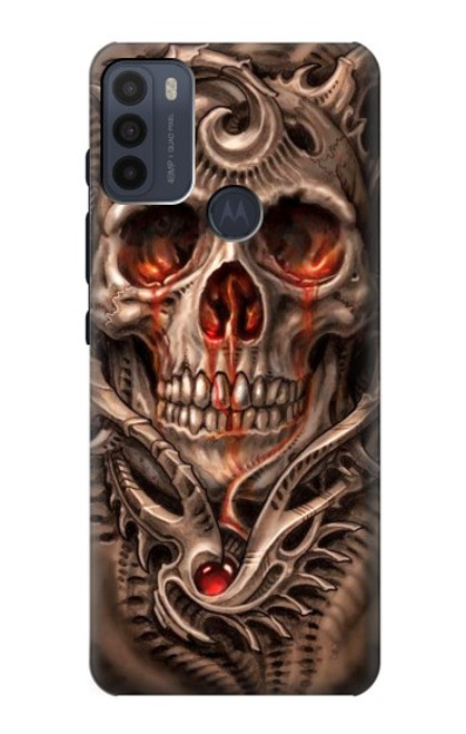 W1675 Skull Blood Tattoo Hard Case and Leather Flip Case For Motorola Moto G50