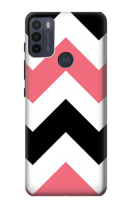 W1849 Pink Black Chevron Zigzag Hard Case and Leather Flip Case For Motorola Moto G50