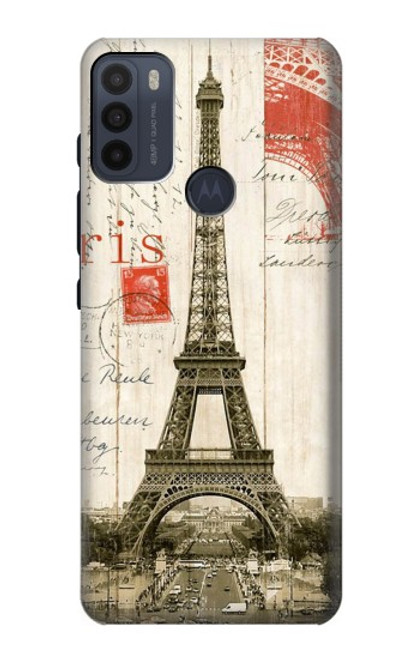 W2108 Eiffel Tower Paris Postcard Hard Case and Leather Flip Case For Motorola Moto G50