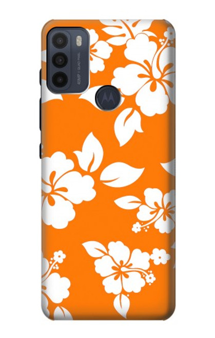 W2245 Hawaiian Hibiscus Orange Pattern Hard Case and Leather Flip Case For Motorola Moto G50