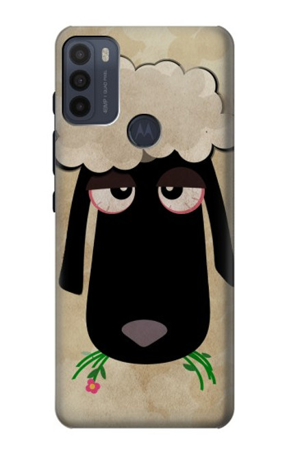 W2826 Cute Cartoon Unsleep Black Sheep Hard Case and Leather Flip Case For Motorola Moto G50