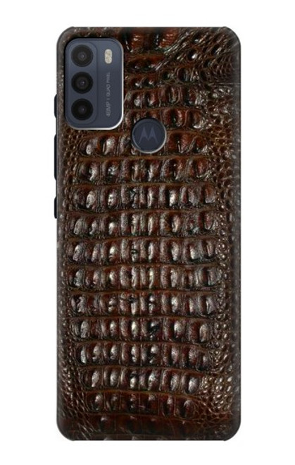 W2850 Brown Skin Alligator Graphic Printed Hard Case and Leather Flip Case For Motorola Moto G50