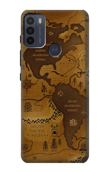 W2861 Antique World Map Hard Case and Leather Flip Case For Motorola Moto G50