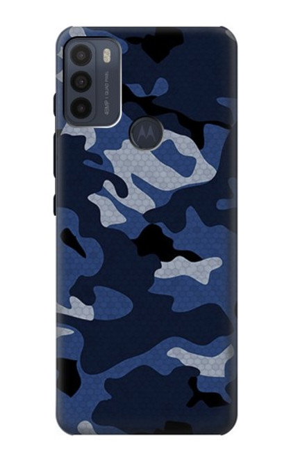 W2959 Navy Blue Camo Camouflage Hard Case and Leather Flip Case For Motorola Moto G50