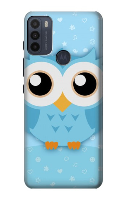 W3029 Cute Blue Owl Hard Case and Leather Flip Case For Motorola Moto G50