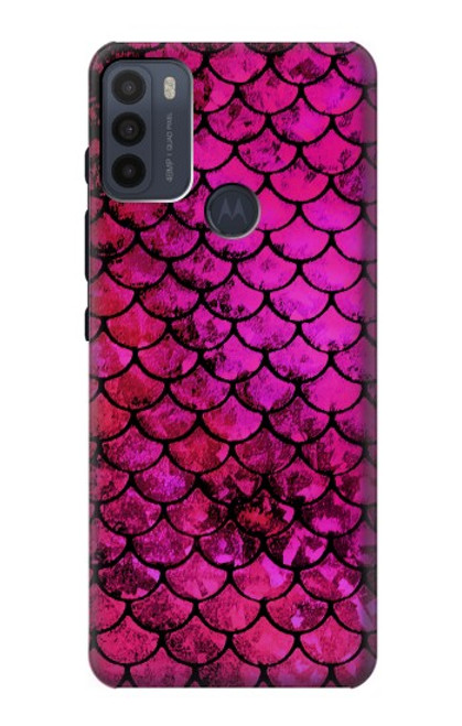 W3051 Pink Mermaid Fish Scale Hard Case and Leather Flip Case For Motorola Moto G50