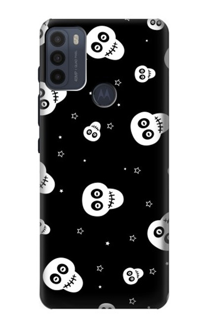 W3261 Smile Skull Halloween Pattern Hard Case and Leather Flip Case For Motorola Moto G50