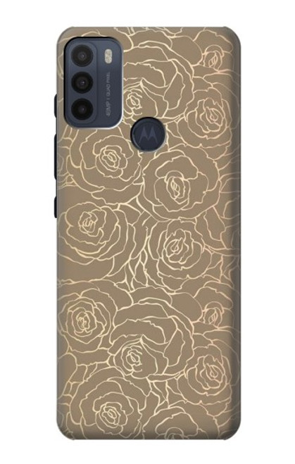W3466 Gold Rose Pattern Hard Case and Leather Flip Case For Motorola Moto G50