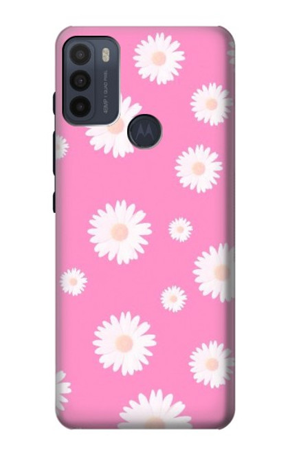 W3500 Pink Floral Pattern Hard Case and Leather Flip Case For Motorola Moto G50