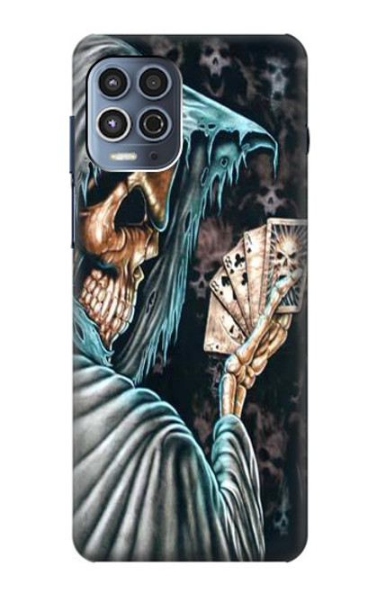 W0748 Grim Reaper Death Poker Hard Case and Leather Flip Case For Motorola Moto G100