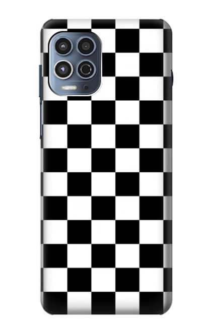 W1611 Black and White Check Chess Board Hard Case and Leather Flip Case For Motorola Moto G100