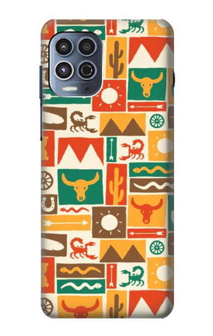 W1873 Western Pattern Hard Case and Leather Flip Case For Motorola Moto G100