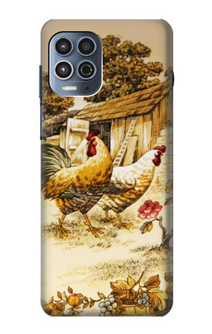 W2181 French Country Chicken Hard Case and Leather Flip Case For Motorola Moto G100