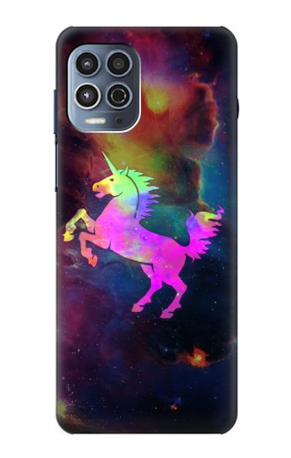 W2486 Rainbow Unicorn Nebula Space Hard Case and Leather Flip Case For Motorola Moto G100