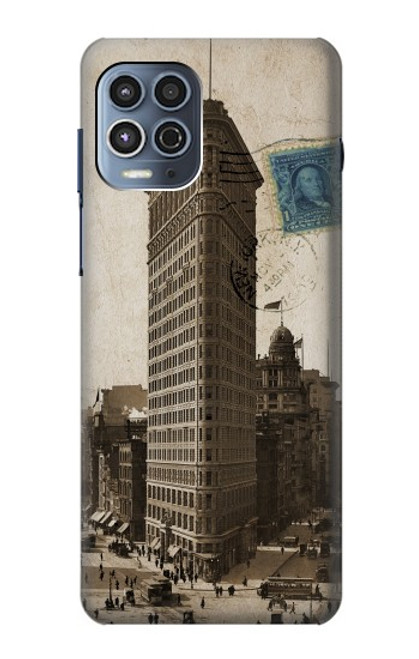 W2832 New York 1903 Flatiron Building Postcard Hard Case and Leather Flip Case For Motorola Moto G100