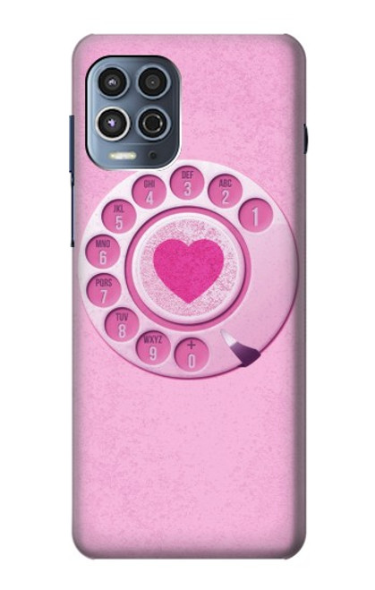 W2847 Pink Retro Rotary Phone Hard Case and Leather Flip Case For Motorola Moto G100