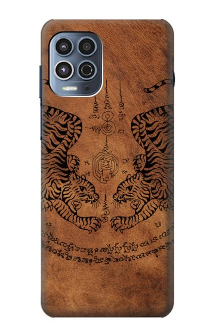 W3209 Sak Yant Twin Tiger Hard Case and Leather Flip Case For Motorola Moto G100