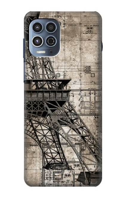 W3416 Eiffel Tower Blueprint Hard Case and Leather Flip Case For Motorola Moto G100