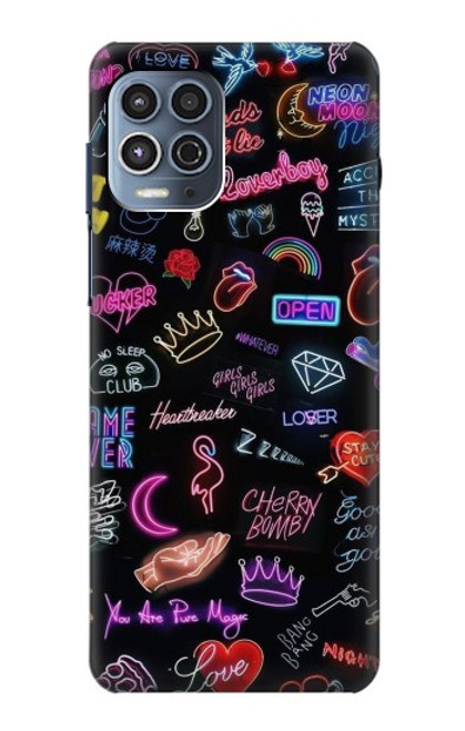 W3433 Vintage Neon Graphic Hard Case and Leather Flip Case For Motorola Moto G100