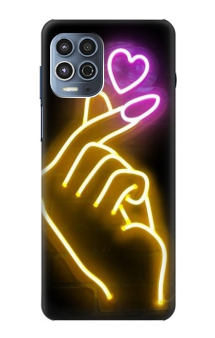 W3512 Cute Mini Heart Neon Graphic Hard Case and Leather Flip Case For Motorola Moto G100