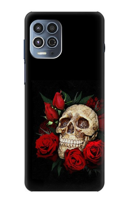 W3753 Dark Gothic Goth Skull Roses Hard Case and Leather Flip Case For Motorola Moto G100