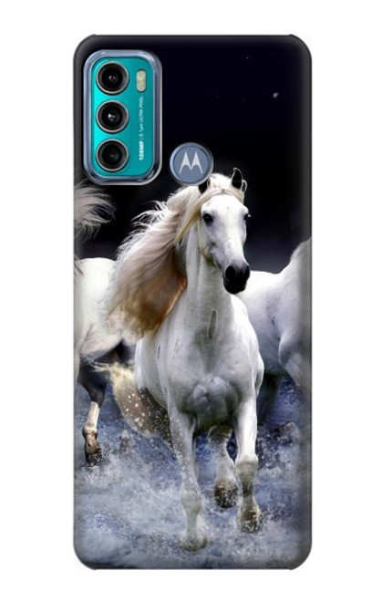 W0246 White Horse Hard Case and Leather Flip Case For Motorola Moto G60, G40 Fusion