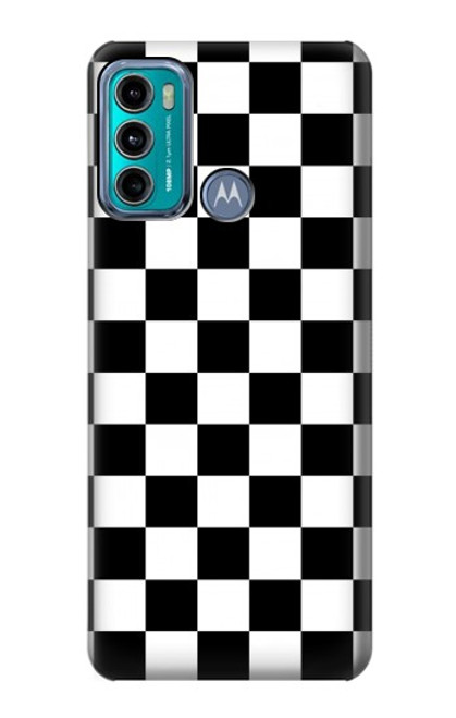 W1611 Black and White Check Chess Board Hard Case and Leather Flip Case For Motorola Moto G60, G40 Fusion