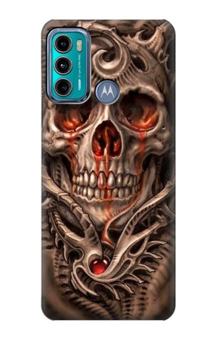 W1675 Skull Blood Tattoo Hard Case and Leather Flip Case For Motorola Moto G60, G40 Fusion