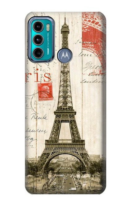 W2108 Eiffel Tower Paris Postcard Hard Case and Leather Flip Case For Motorola Moto G60, G40 Fusion