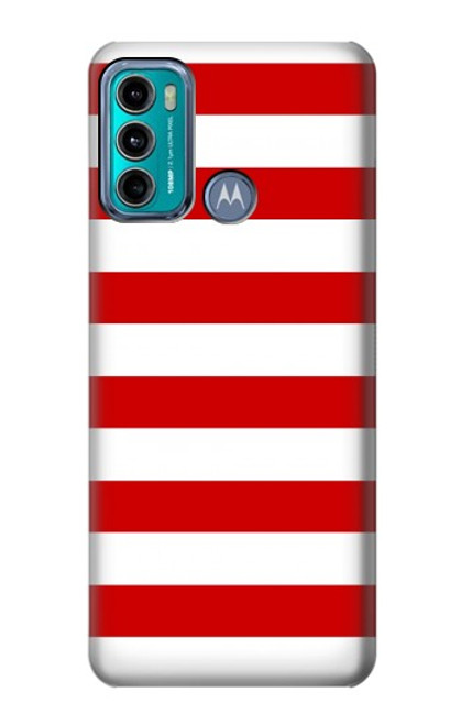 W2364 Red and White Striped Hard Case and Leather Flip Case For Motorola Moto G60, G40 Fusion