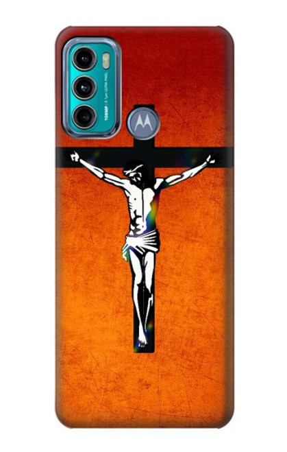 W2421 Jesus Christ On The Cross Hard Case and Leather Flip Case For Motorola Moto G60, G40 Fusion