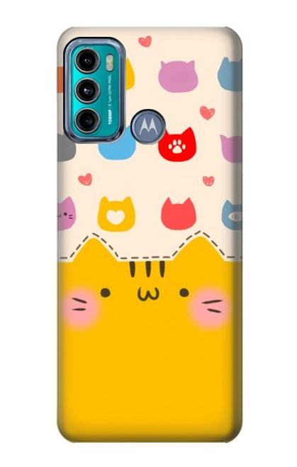 W2442 Cute Cat Cartoon Funny Hard Case and Leather Flip Case For Motorola Moto G60, G40 Fusion