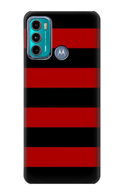 W2638 Black and Red Striped Hard Case and Leather Flip Case For Motorola Moto G60, G40 Fusion