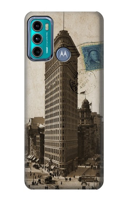 W2832 New York 1903 Flatiron Building Postcard Hard Case and Leather Flip Case For Motorola Moto G60, G40 Fusion