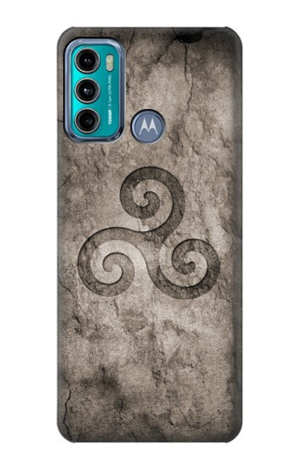 W2892 Triskele Symbol Stone Texture Hard Case and Leather Flip Case For Motorola Moto G60, G40 Fusion