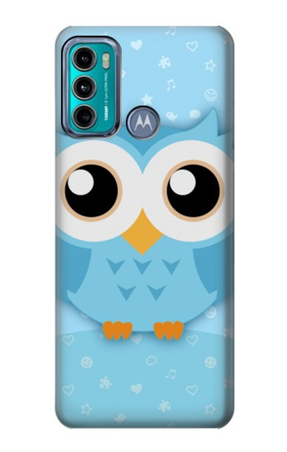 W3029 Cute Blue Owl Hard Case and Leather Flip Case For Motorola Moto G60, G40 Fusion