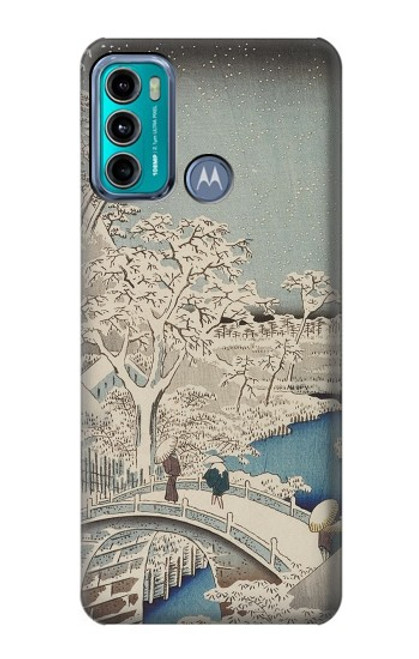 W3350 Utagawa Hiroshige Drum Bridge Yuhi Hill in Meguro Hard Case and Leather Flip Case For Motorola Moto G60, G40 Fusion