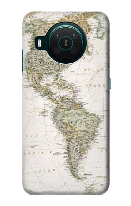 W0604 World Map Hard Case and Leather Flip Case For Nokia X10