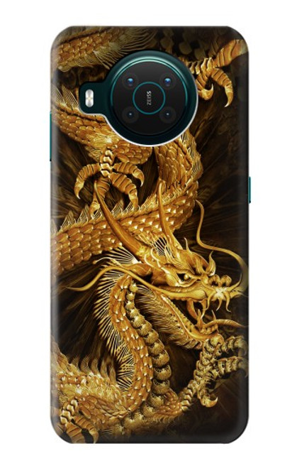 W2804 Chinese Gold Dragon Printed Hard Case and Leather Flip Case For Nokia X10