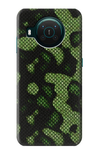 W2877 Green Snake Skin Graphic Printed Hard Case and Leather Flip Case For Nokia X10