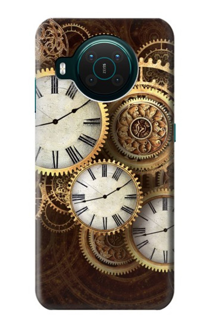 W3172 Gold Clock Live Hard Case and Leather Flip Case For Nokia X10